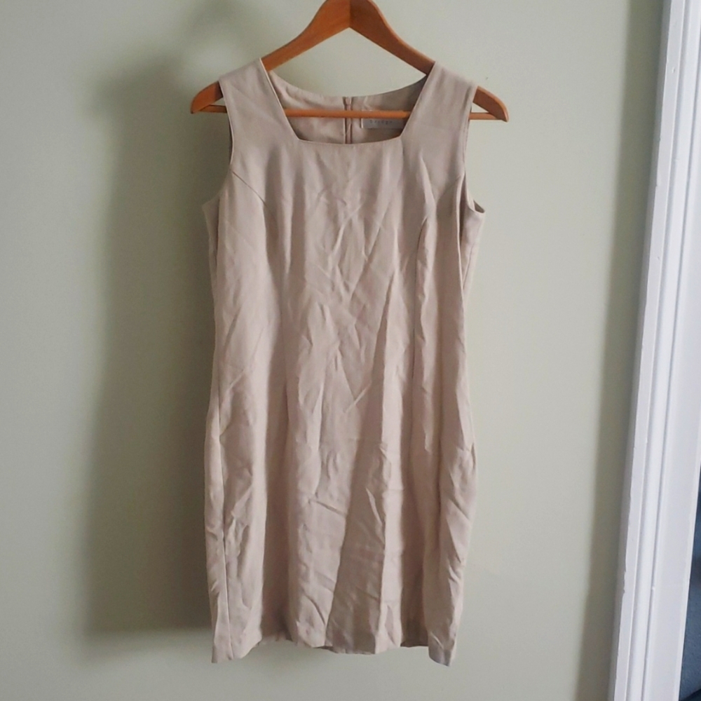Beige Sleeveless Midi Dress